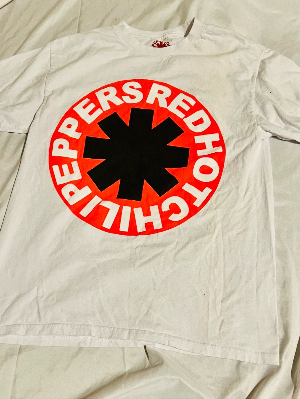 Red Hot Chili Peppers White Tee with Asterisk Logo -  Men’s S